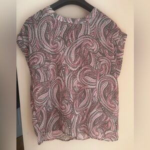 Elegant Paisley Blouse in Red and White